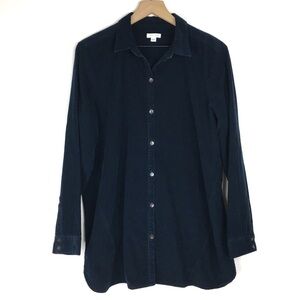J JILL Corduroy Shirt Shacket Button Up Long Sleeve Ribbed Minimalist Size Large